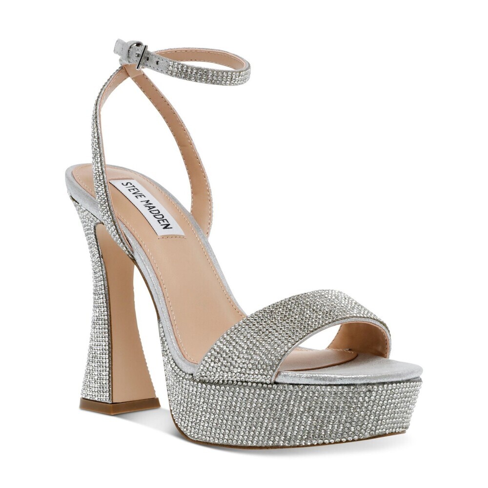 Steve Madden Lashed Dress Sandals Women's 8 Crystal Rhinestone Platform LION670